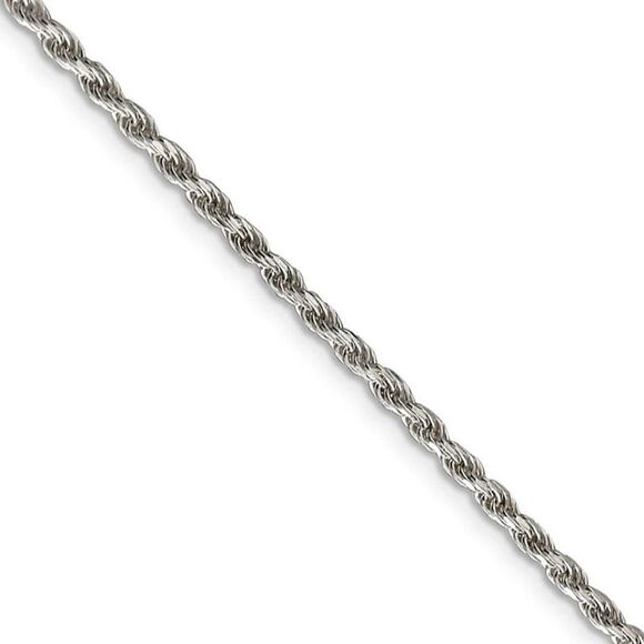 2.25mm Sterling Silver, Diamond Cut Solid Rope Chain Necklace, 30 Inch - Picture 1 of 8